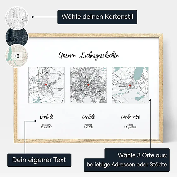 Verliebt Verlobt Verheiratet Karte — personalisiertes Jahrestags-Geschenk - Schweiz