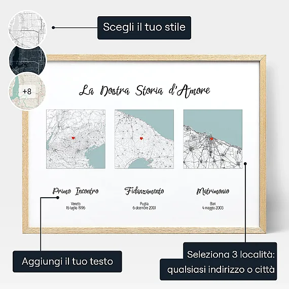 Mappa Della Nostra Storia Damore — regalo di anniversario personalizzato