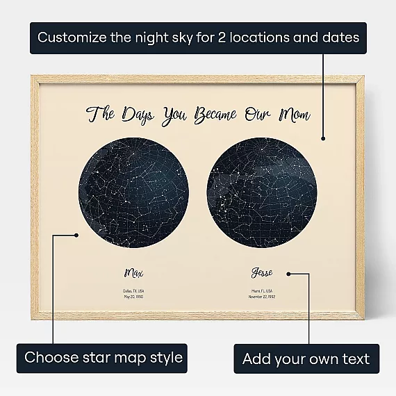 Personalization preview for The Days You Became Our Mom star map