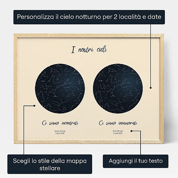 Doppia Mappa Stellare — stampa personalizzata mappa stellare