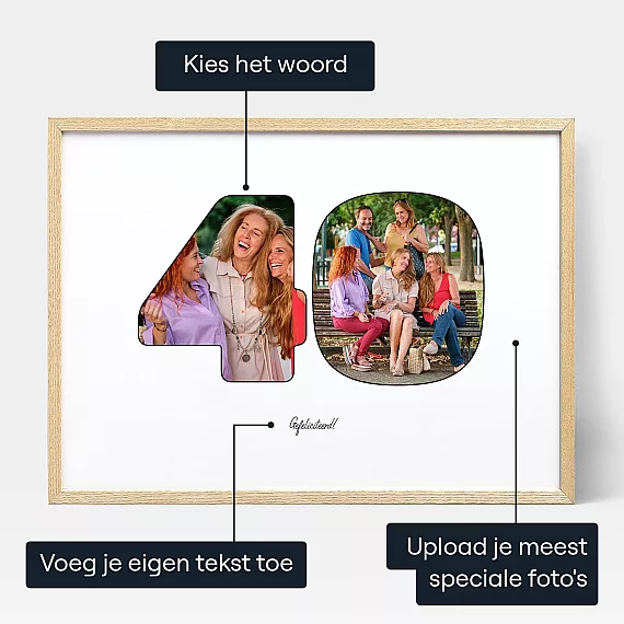 40E Verjaardag Foto Collage — gepersonaliseerde fotomuurkunst