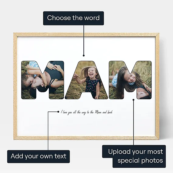 Mam Letter Photo Collage — personalised photo wall art print