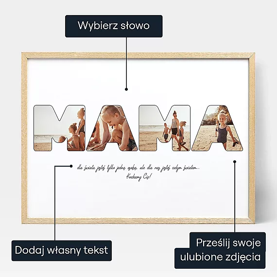Mama Kolaz Napis — personalizowany plakat fotograficzny