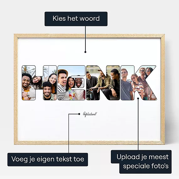 Naam Letter Foto Collage — gepersonaliseerde fotomuurkunst