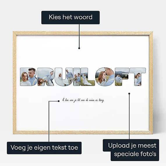 Trouwbrief Foto Collage — gepersonaliseerd huwelijkscadeau
