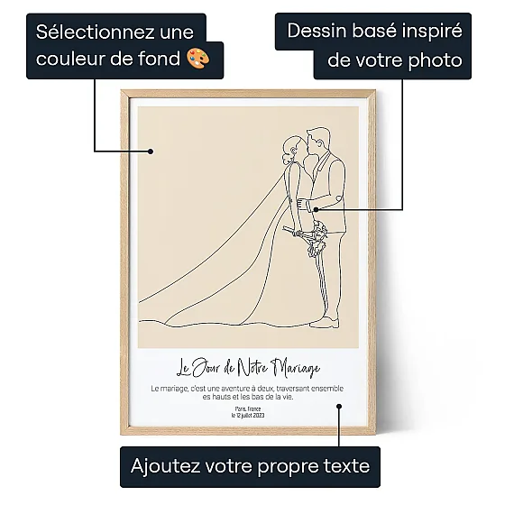 Dessin au trait de mariage 3