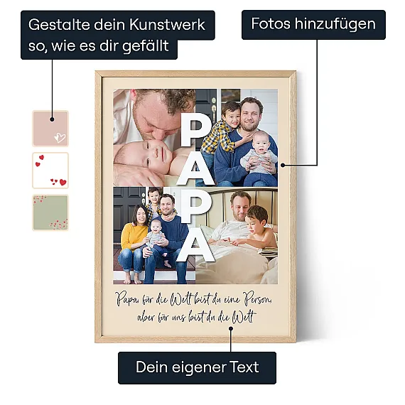 Erstelle eine Daddy Fotocollage, um besondere Momente mit Papa zu feiern. Perfekt für Erinnerungen oder als herzlicher Geschenk, um ihm ein Lächeln zu schenken
