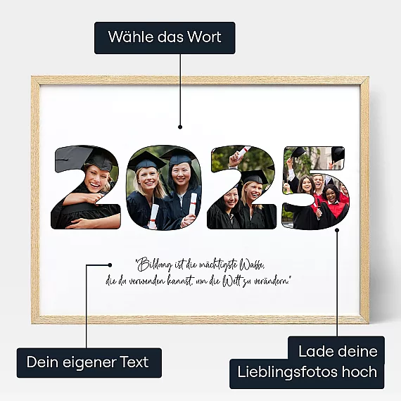 Fotocollage Zum Abschlussjahr — personalisierter Foto-Wandkunst-Druck - Schweiz