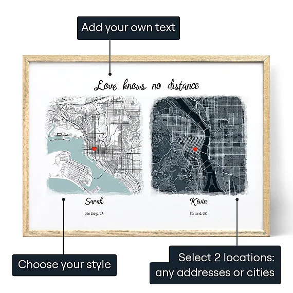 Double Map — personalised art print