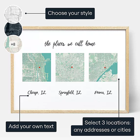 Places We Call Home — personalised custom map poster
