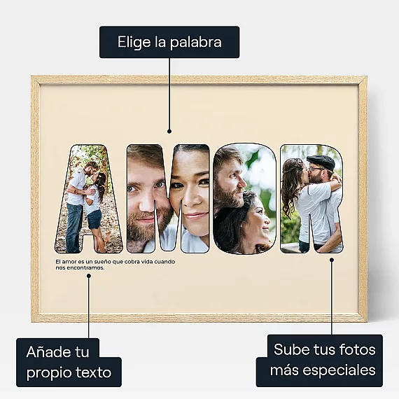 Collage Fotografico De Amor Con Letras — impresión artística personalizada