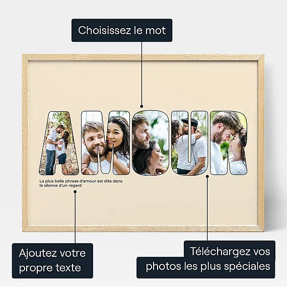 Collage Photo En Lettre Amour — affiche artistique personnalisée