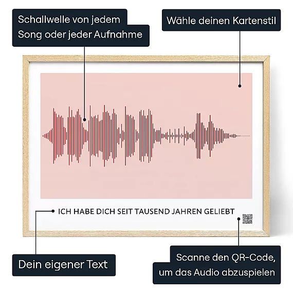 Unser Liebeslied Als Schallwellenkunst — personalisierter Kunstdruck - Schweiz