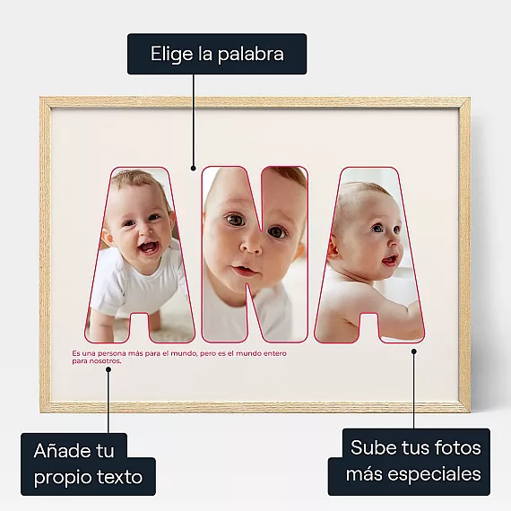 Collage De Fotos Con Nombre De Bebe