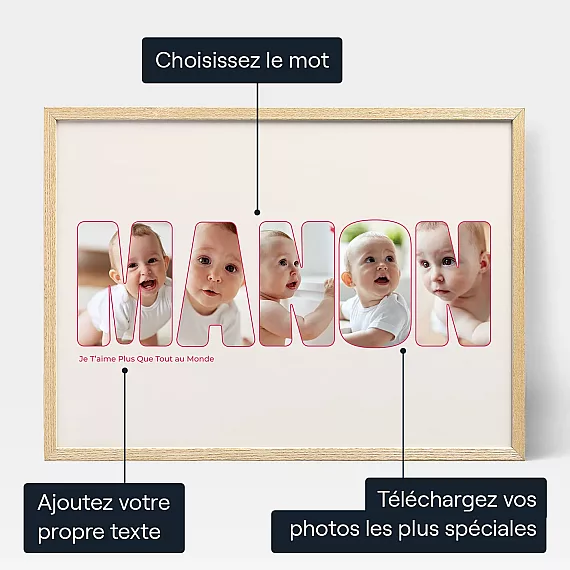 Collage Photos Du Prenom De Bebe — cadeau personnalisé bébé et famille