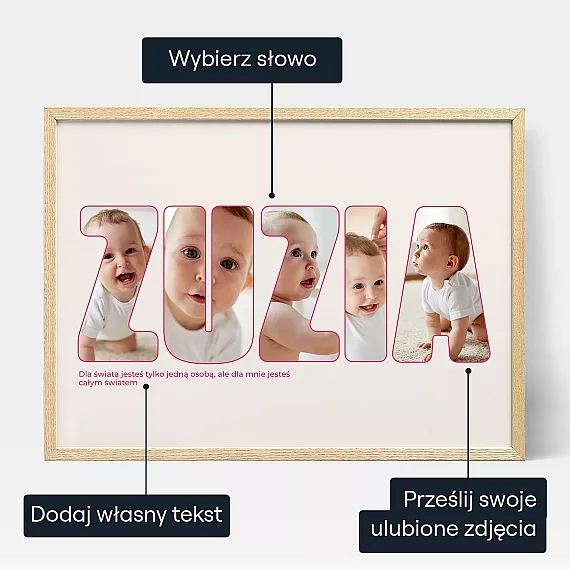 Imie Dziecka Kolaz Ze Zdjec W Formie Napisu