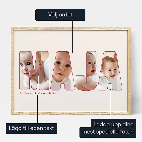 Baby Namn Foto Collage — personlig bebis- och familjepresent