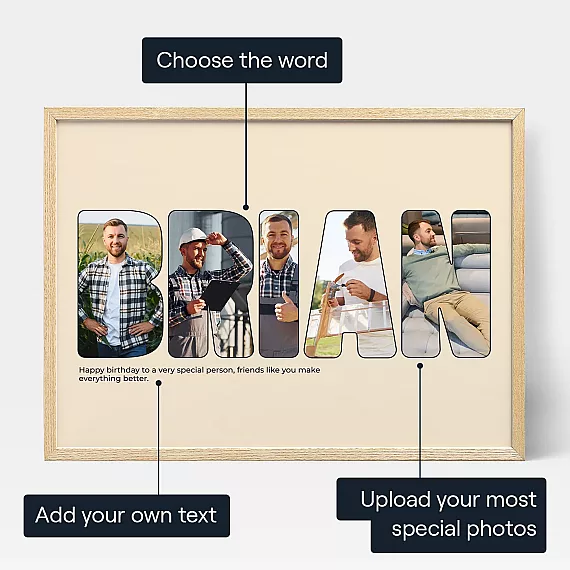 Namn Brev Foto Collage — personlig konstprint