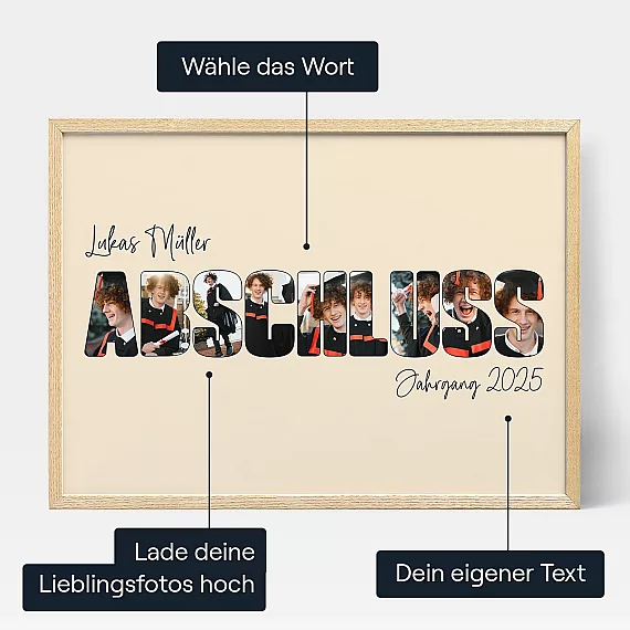 Fotocollage Zum Abschlussjahr — personalisierter Foto-Wandkunst-Druck - Schweiz