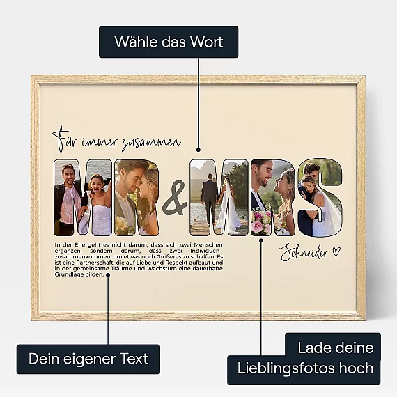 Hochzeits Fotocollage In Buchstabenform — personalisiertes Hochzeitsgeschenk - Schweiz