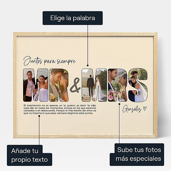 Collage Foto Carta De Boda — impresión artística personalizada