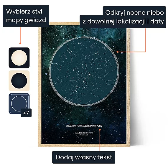 Mapa Nieba W Dniu Urodzin — personalizowana mapa gwiazd