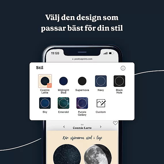 Personlig stjärnkarta ram med personlig månfas kreativ present till din kärlek 4