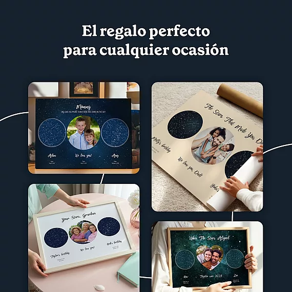 ES 7 Mapa estelar triple con foto regalo