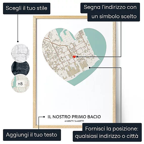 Mappa Del Nostro Primo Bacio — stampa artistica personalizzata