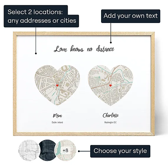 Love Knows No Distance Map For Mum