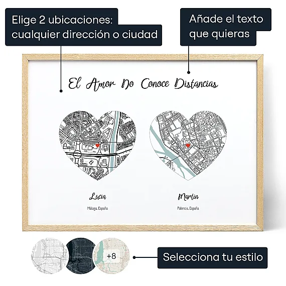 El Amor No Conoce Distancias — impresión artística personalizada