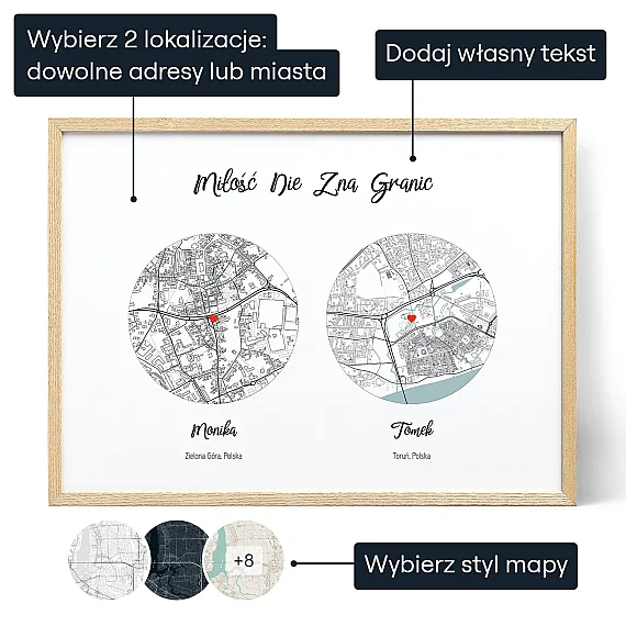 Milosc Nie Zna Granic — personalizowany plakat artystyczny