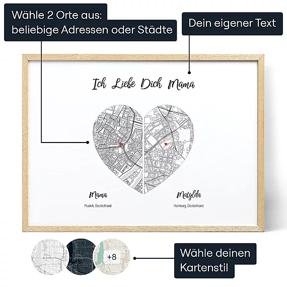 Mutter Kind Karte — personalisierter Kunstdruck - Schweiz