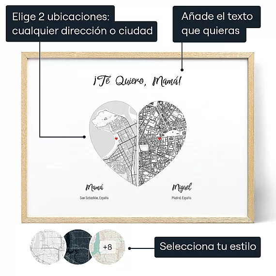 Mapa De Mama E Hijo — regalo personalizado para ella