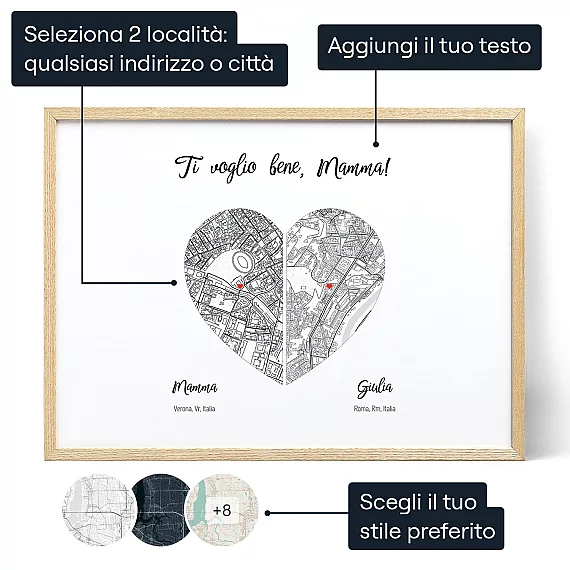 Mamma E Figlio Mappa — regalo personalizzato per lei