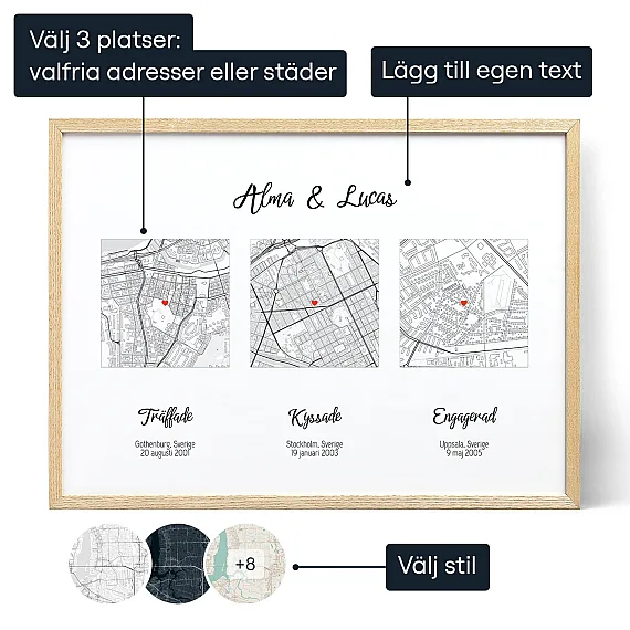 Mottes Kysstes Forlovades Karta — personlig konstprint