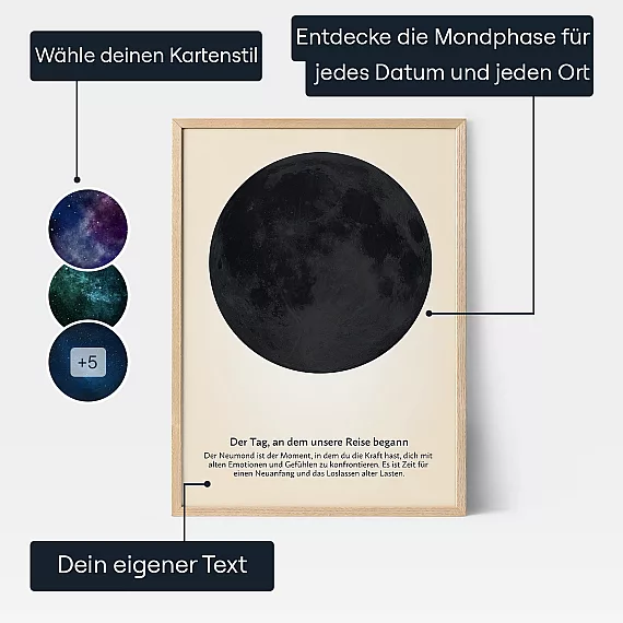 Neumondkunst — personalisiertes Mondphasen-Poster - Schweiz