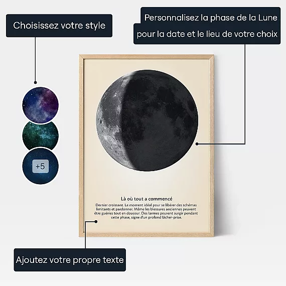 Affiche Personnalisee Lune Decroissante — affiche personnalisée de la phase de lune