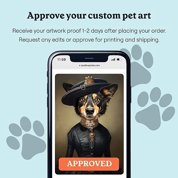 Royal Dog Portrait, Watercolor portrait from photo