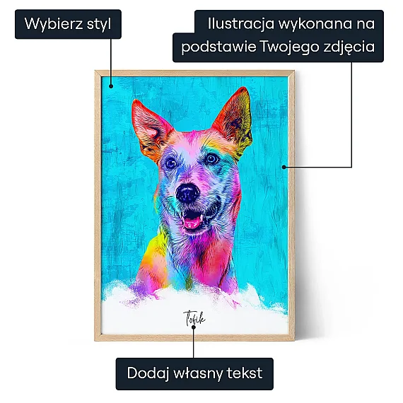Portret psa w stylu pop-art