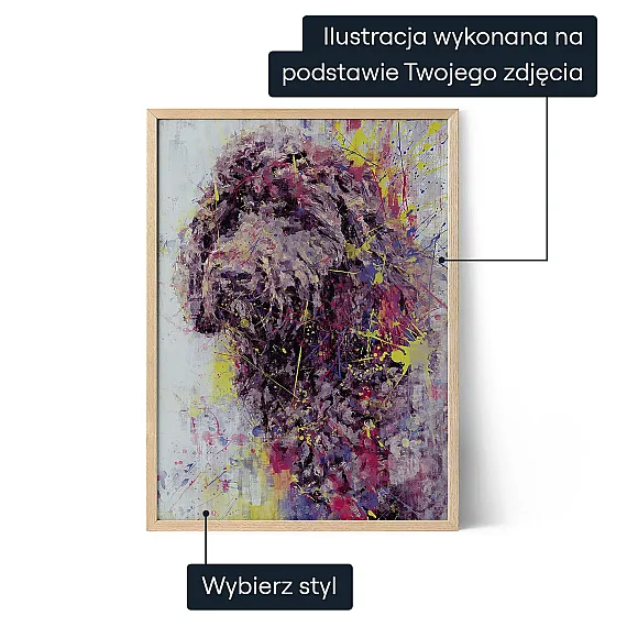Portret psa w stylu abstrakcyjnym