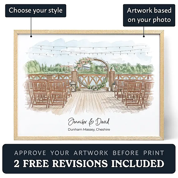 Custom Watercolour Wedding Venue Portrait