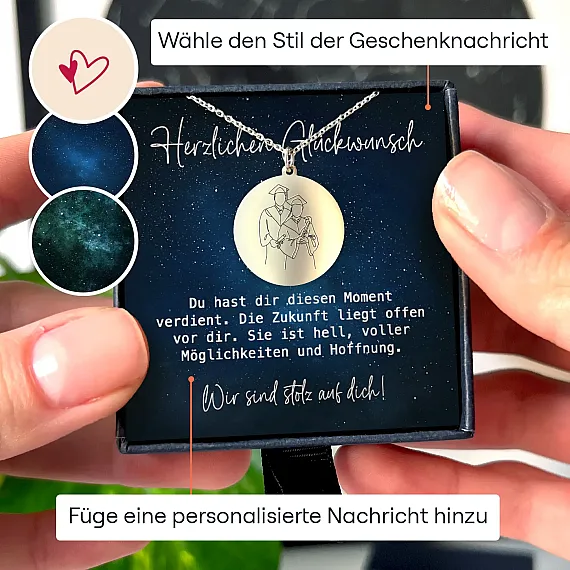 DE_02_Kette mit One Line Art Gravur für Abschlussfeiern