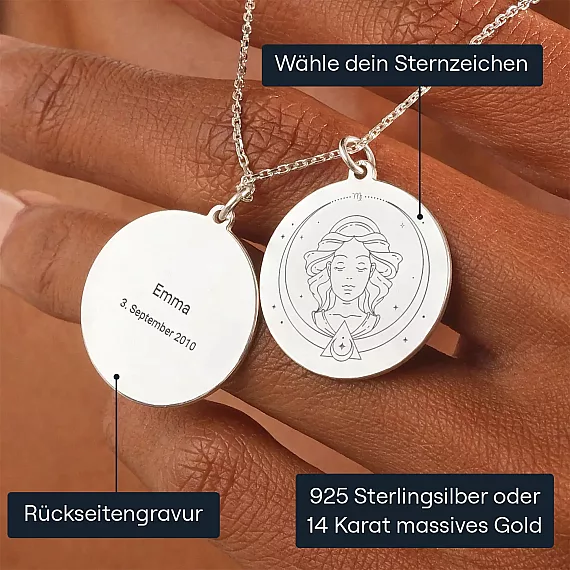 Sternzeichen Kette mit Gravur