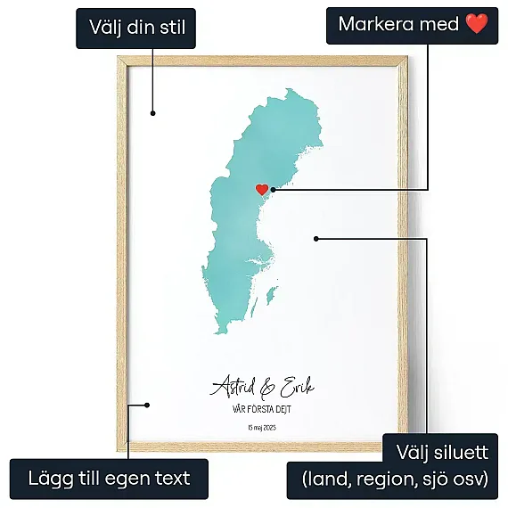 Anpassad Vattenfarg Karta — personlig konstprint