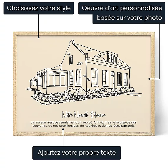 Dessin Au Trait De Maison — cadeau personnalisé pour lui