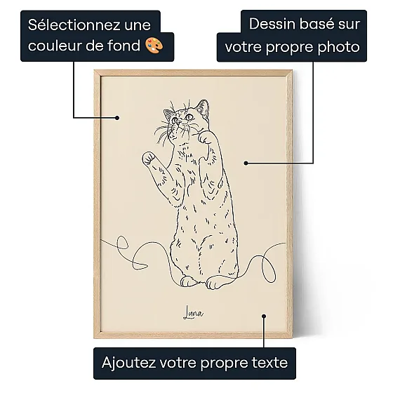 FR_01_Chat – Affiche Line Art à partir d’une Photo