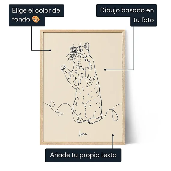 ES_01_Retrato de gato – Póster de Arte Lineal personalizado a partir de tu foto