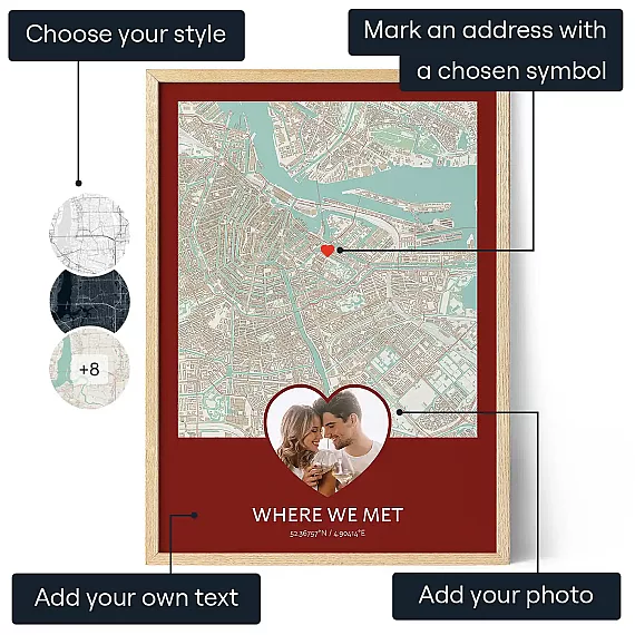 Map Of Where We Met — personalised map of where you first met