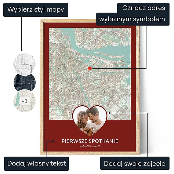 Mapa Pierwszego Spotkania — personalizowany plakat artystyczny